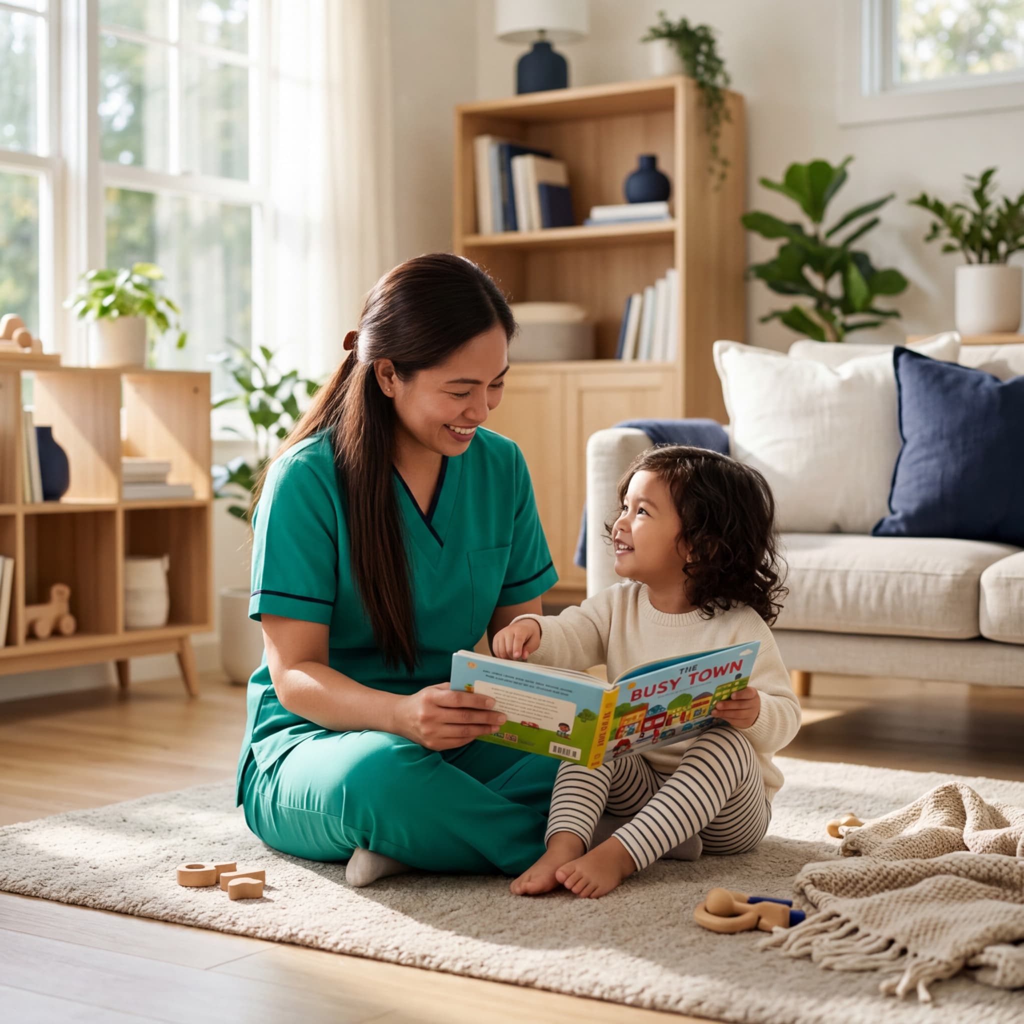 Domestic worker in a bright modern Dubai home