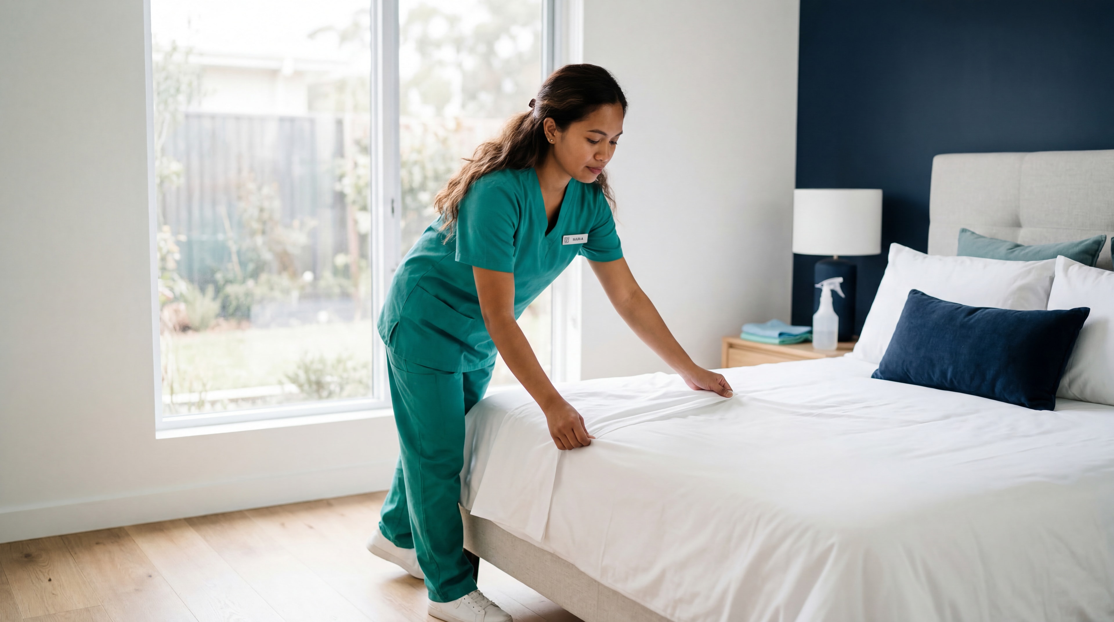 Professional housemaid in a modern home